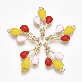 Alloy Pendants, with Enamel, Balloon, Light Gold, Colorful, 22.5x13x3.5mm, Hole: 1.2mm