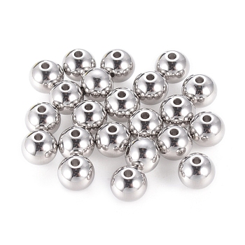 Stainless Steel Beads, Solid Round, Stainless Steel Color, 8mm, Hole: 1.5mm