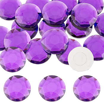 Self-Adhesive Acrylic Rhinestone Stickers, for DIY Decoration and Crafts, Faceted, Blue Violet, Half Round, 40x7mm, 20pcs/box
