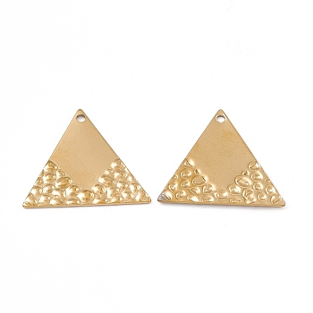 Ion Plating(IP) 304 Stainless Steel Pendants, Triangle Charm, Real 18K Gold Plated, 23x26.5x1mm, Hole: 1.5mm