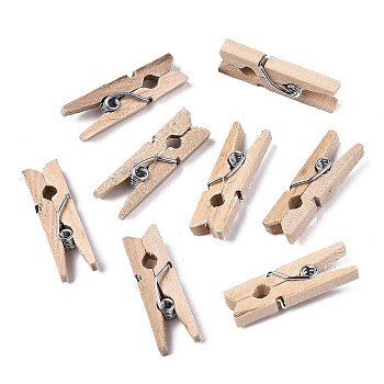 Wooden Craft Pegs Clips, Wheat, 35x7x10mm