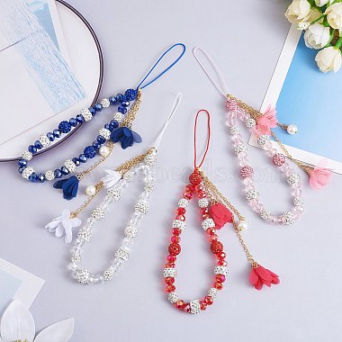 Polymer Clay Rhinestone & Glass Beaded Chain Mobile Strap(HJEW-SW00021-04)-5