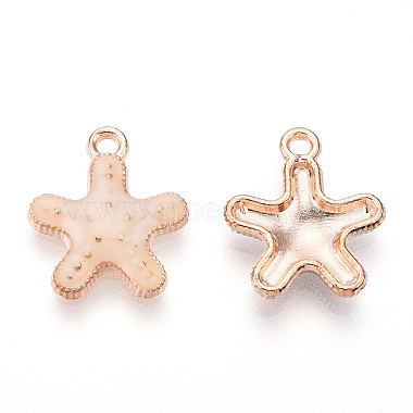 Light Gold PeachPuff Starfish Alloy+Enamel Pendants