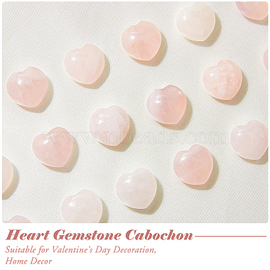 Hobbiesay 20pcs pierre de palmier en forme de cœur en quartz rose naturel(G-HY0001-02)-3
