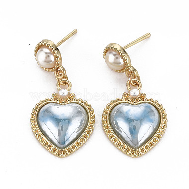 Heart with Porcelain Rack Plating Alloy Dangle Stud Earrings(EJEW-S211-008-RS)-2