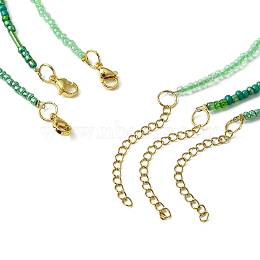 3Pcs 3 Style Alloy Enamel Pendant Necklaces Set with Glass Seed Beaded Chains(NJEW-JN04456)-4