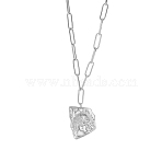 304 Stainless Steel Girl Shape Pendant Necklaces, with Imitation Pearl Beads, Stainless Steel Color, 17.72 inch(45cm)(WT7593-2)