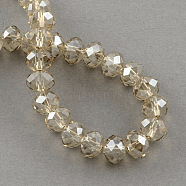 Electroplate Glass Bead Strands, Faceted Rondelle, Tan, 2.5x2mm, Hole: 0.8mm, about 168~170pcs/strand(EGLA-S096-2mm-05)