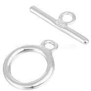 5 Sets 925 Sterling Silver Ring Toggle Clasps, Silver, Ring: 11.5x8.5mm, Bar: 12x4mm, Hole: 1.8mm(STER-BBC0002-18)