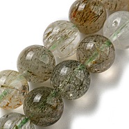 Natural Green Rutilated Quartz Beads Strands, Round, 10mm, Hole: 1mm, about 41pcs/strand, 15.59''(39.6cm)(G-A219-A03-04)