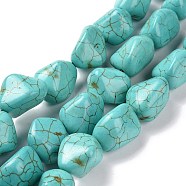 Synthetic Turquoise Beads Strands, Dyed, Turquoise, 19~22x14~16mm, Hole, 1mm, about 20 pcs/strand, 15 inch, 8~9 strands/1000g(TURQ-G506-2)