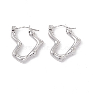 304 Stainless Steel Heart Hoop Earrings for Women, Stainless Steel Color, 21.5x17.5x3mm, Pin: 0.6mm(EJEW-I267-08P)