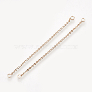 Brass Chain Links connectors, Rose Gold, 55x1x1mm, Hole: 1.6mm(KK-T044-03A-RG)