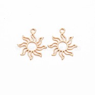 Brass Charms, Nickel Free, Sun, Real 18K Gold Plated, 15x13x0.5mm, Hole: 1.4mm(KK-S364-078)