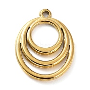 304 Stainless Steel Pendants, Oval Charms, Golden, 24x18x2.5mm, Hole: 1.6mm(STAS-P331-02G)