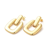 Real 18K Gold Plated Brass Dangle Stud Earrings, Long-Lasting Plated, Cadmium Free & Lead Free, Rectangle, 40.5x26.5mm(EJEW-G382-21B-G)