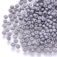12/0 Baking Paint Glass Round Seed Beads, Light Steel Blue, 1.5~2x1.5mm, Hole: 0.5~1mm, about 30000pcs/pound(SEED-S036-01A-09)