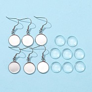 DIY Flat Round Dangle Earrings Making Kit, Including 304 Stainless Steel Earring Hooks, Transparent Glass Cabochons, Stainless Steel Color, 14pcs/bag(DIY-FS0002-80)