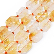Natural Citrine Beads Strands, Rectangle, 14~17x11~13x5~6mm, Hole: 1mm, about 21~23pcs/strand, 15.75~16.14 inch(40~41cm)(G-F725-13)