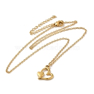 304 Stainless Steel Heart Pendant Necklaces for Women, Golden, 15.55 inch(39.5cm)(NJEW-H016-02G)