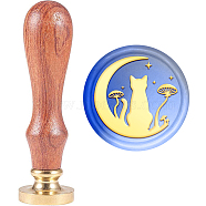 Brass Wax Seal Stamp with Handle, for DIY Scrapbooking, Cat Pattern, 89x30mm(AJEW-WH0184-1062)