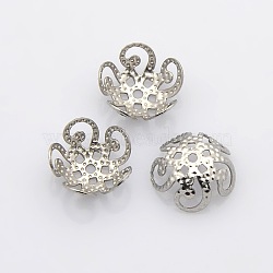 Tarnish Resistant 5-Petal 316 Surgical Stainless Steel Bead Caps, Stainless Steel Color, 10x5mm, Hole: 0.5mm(X-STAS-N030-02P)