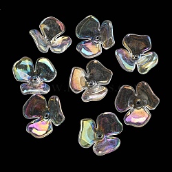 AB Color Plated Acrylic Beads, Flower, Clear AB, 23x21.5x8.5mm, Hole: 1.6mm(OACR-G034-03K)