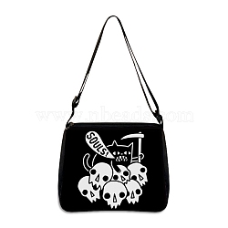 Polyester Bag, Gothic Style Adjustable Shoulder Bag for Wiccan Lovers, Skull, 30x25cm(PW-WG55324-04)