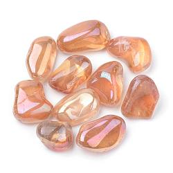Vacuum Plating Natural Quartz Crystal Beads, Tumbled Stone, Nuggets, No Hole, Light Salmon, 17~29x12~25x7~18mm(G-S244-02)