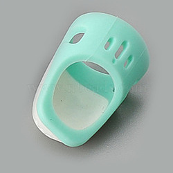 Silicone Fingertip Protector, Thimble, Finger Pad Grips, Sewing Tools, Aquamarine, 30.6x18.5mm(PW-WG11167-04)