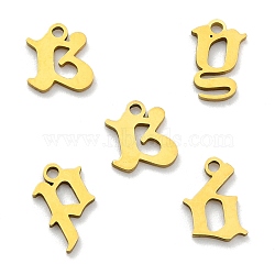 201 Stainless Steel Charms, Laser Cut, Letter, Golden, Random Mixed Letters, 3.5~9x7~12.5x1mm, Hole: 1.2mm(STAS-S105-JA570)