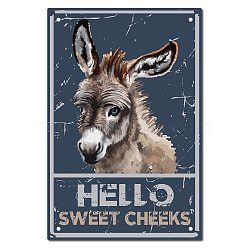 Vintage Metal Iron Tin Sign Poster, Wall Decor for Bars, Restaurants, Cafes Pubs, Vertical Rectangle, Donkey Pattern, 300x200x0.5mm(AJEW-WH0157-618)