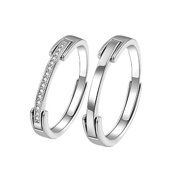 S925 Silver Couple Rings with Adjustable Opening, Special Gift for Lovers
