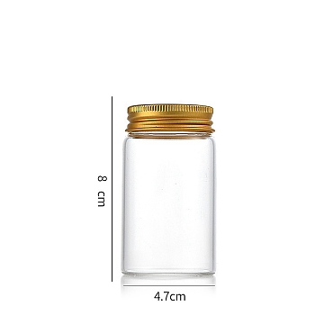 Column Glass Screw Top Bead Storage Tubes, Clear Glass Bottles with Aluminum Lips, Golden, 4.7x8cm, Capacity: 100ml(3.38fl. oz)