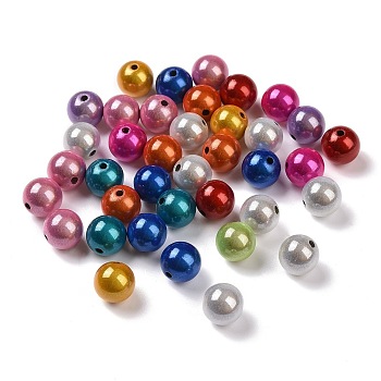 Spray Painted Acrylic Beads, Miracle Beads, Round, Bead in Bead, Mixed Color, 9.5x10x10mm, Hole: 1.8mm, about 950pcs/500g. 