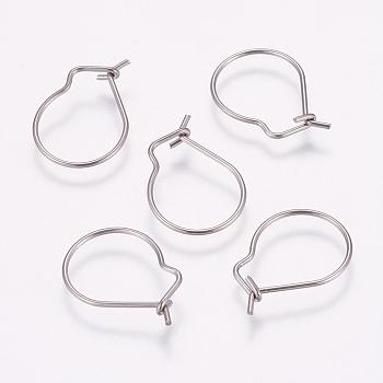 304 Stainless Steel Hoop Earrings, Stainless Steel Color, 19x13x0.7mm