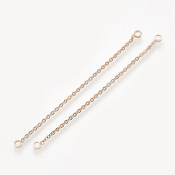 Brass Chain Links connectors, Rose Gold, 55x1x1mm, Hole: 1.6mm
