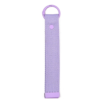 Polyester Woven Wrist Strap Pendant Decorations, with Spring Ring Clasp, for Keys, Wallet & Backpack, Violet, 165x24x4mm, Hole: 32x4mm