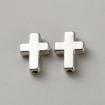 Resin Beads, Cross, Silver, 13x9x3mm, Hole: 1.6mm