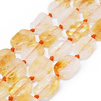 Natural Citrine Beads Strands, Rectangle, 14~17x11~13x5~6mm, Hole: 1mm, about 21~23pcs/strand, 15.75~16.14 inch(40~41cm)