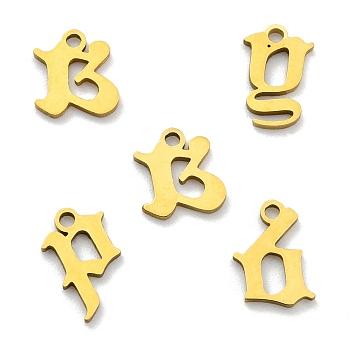 201 Stainless Steel Charms, Laser Cut, Letter, Golden, Random Mixed Letters, 3.5~9x7~12.5x1mm, Hole: 1.2mm