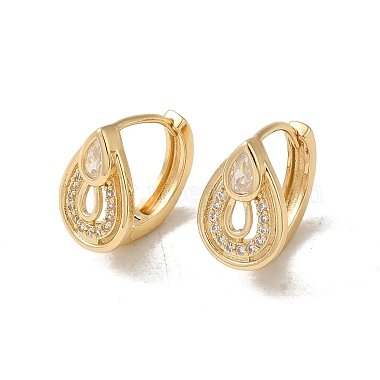 Clear Teardrop Brass Earrings