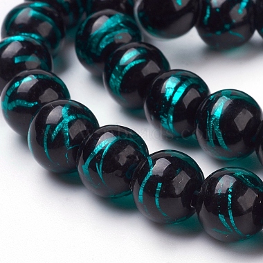 10mm LightSeaGreen Round Silver Foil Beads