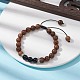 bracelet de perles tressées rondes en bois de wengé naturel et obsidienne(BJEW-JB09757-02)-2