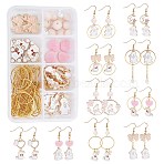 Rabbit Theme Dangle Earring DIY Making Kit, Including Alloy Enamel Pendants, Glass & Flocky Acrylic Beads, Brass Earrings Hooks & Pins & Cable Chains & Linking Rings & Jump Rings, Golden, Pendant: 28pcs/set(DIY-SC0017-56)