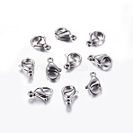 Tarnish Resistant 304 Stainless Steel Lobster Claw Clasps, Parrot Trigger Clasps, Manual Polishing, 13x8x4mm, Hole: 1.5mm(STAS-R050-13x8mm)
