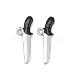 Alloy Enamel Pendants, Platinum, Knife, 29x10x3mm, Hole: 2mm(ENAM-B063-01P-03)