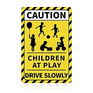 UV Protected & Waterproof Aluminum Warning Signs, Caution Children at Play Warning Drive Slowly Sign, Yellow, 45x30x0.09cm, Hole: 4mm(AJEW-WH0111-D-10)