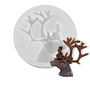 DIY Candlestick Silicone Molds, Resin Casting Molds, For UV Resin, Epoxy Resin Craft Making, Flt Round with Christmas Deer, White, 72x16mm, Inner Diameter: 63x47mm(SIMO-B002-07)