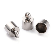 304 Stainless Steel Cord Ends, End Caps, Stainless Steel Color, 12x8mm, Hole: 3mm, Inner Diameter: 7mm(STAS-H153-06B-P)